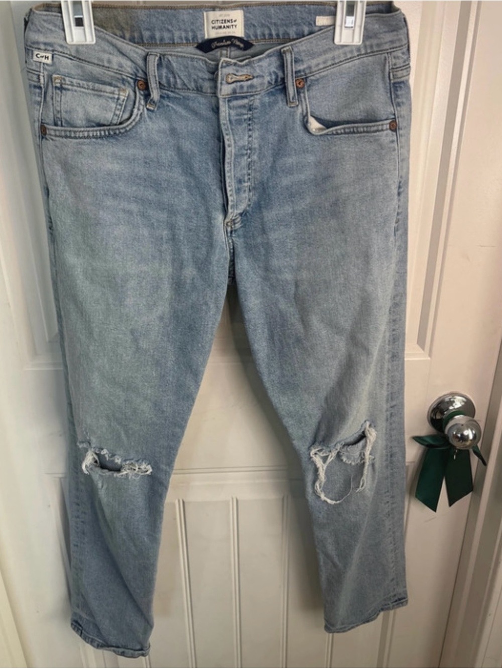Citizens Of Humanity Light Blue Distressed Relaxed Jeans